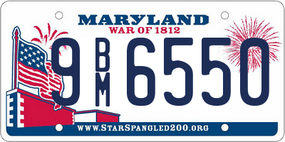 MD license plate 9BM6550