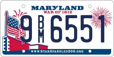 MD license plate 9BM6551