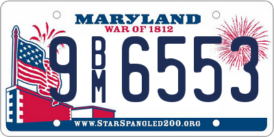 MD license plate 9BM6553