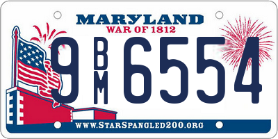 MD license plate 9BM6554