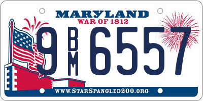 MD license plate 9BM6557