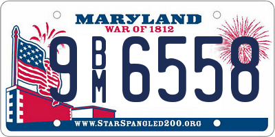 MD license plate 9BM6558