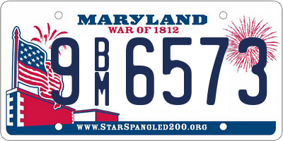 MD license plate 9BM6573