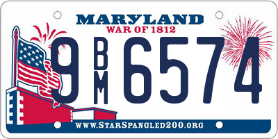 MD license plate 9BM6574