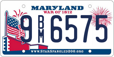 MD license plate 9BM6575