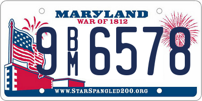 MD license plate 9BM6578