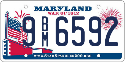 MD license plate 9BM6592