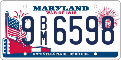 MD license plate 9BM6598