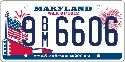 MD license plate 9BM6606