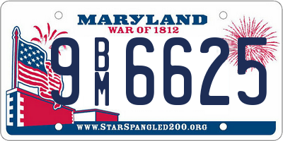 MD license plate 9BM6625