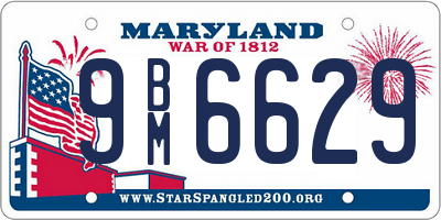 MD license plate 9BM6629