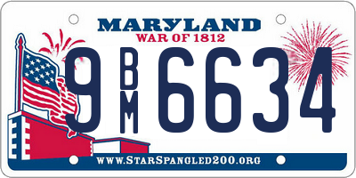 MD license plate 9BM6634