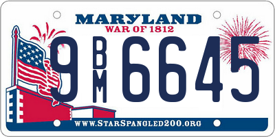 MD license plate 9BM6645