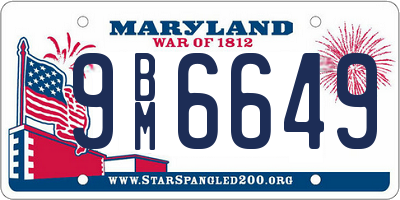 MD license plate 9BM6649