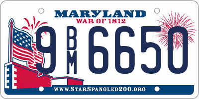 MD license plate 9BM6650