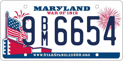 MD license plate 9BM6654