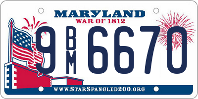 MD license plate 9BM6670