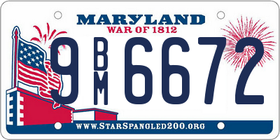 MD license plate 9BM6672