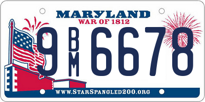 MD license plate 9BM6678