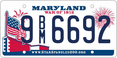 MD license plate 9BM6692