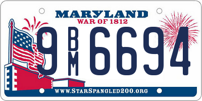 MD license plate 9BM6694