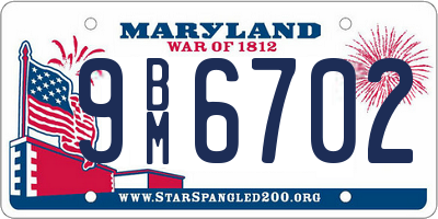 MD license plate 9BM6702