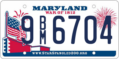MD license plate 9BM6704
