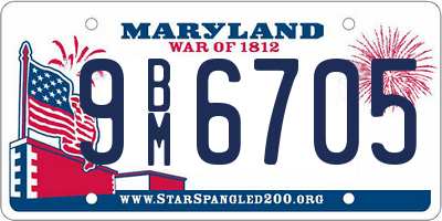 MD license plate 9BM6705