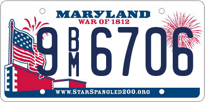 MD license plate 9BM6706