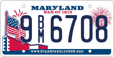 MD license plate 9BM6708