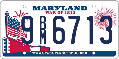 MD license plate 9BM6713