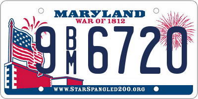 MD license plate 9BM6720