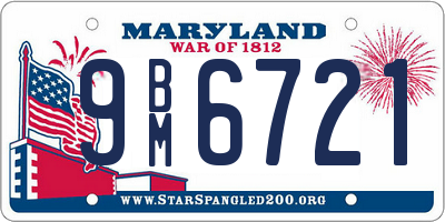 MD license plate 9BM6721