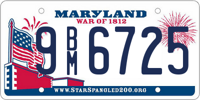 MD license plate 9BM6725