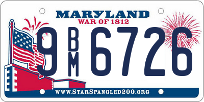 MD license plate 9BM6726