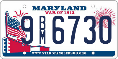 MD license plate 9BM6730