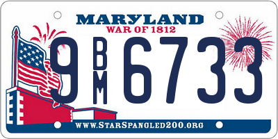 MD license plate 9BM6733