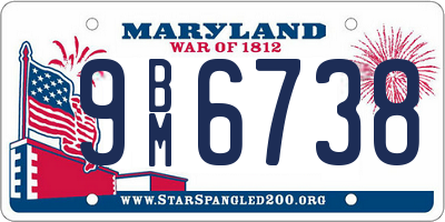 MD license plate 9BM6738