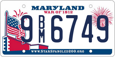 MD license plate 9BM6749