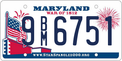 MD license plate 9BM6751