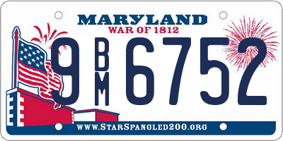 MD license plate 9BM6752