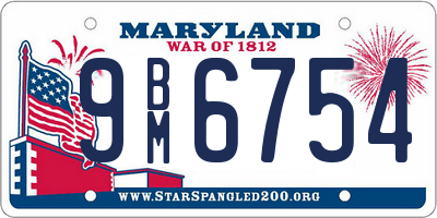 MD license plate 9BM6754