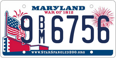 MD license plate 9BM6756