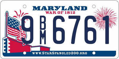 MD license plate 9BM6761