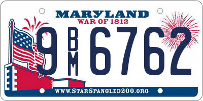 MD license plate 9BM6762