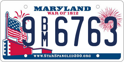 MD license plate 9BM6763