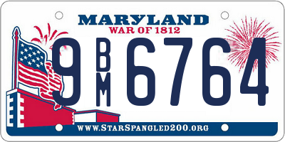 MD license plate 9BM6764