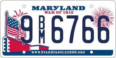 MD license plate 9BM6766