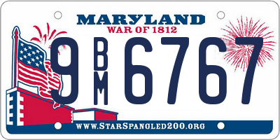 MD license plate 9BM6767