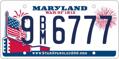 MD license plate 9BM6777